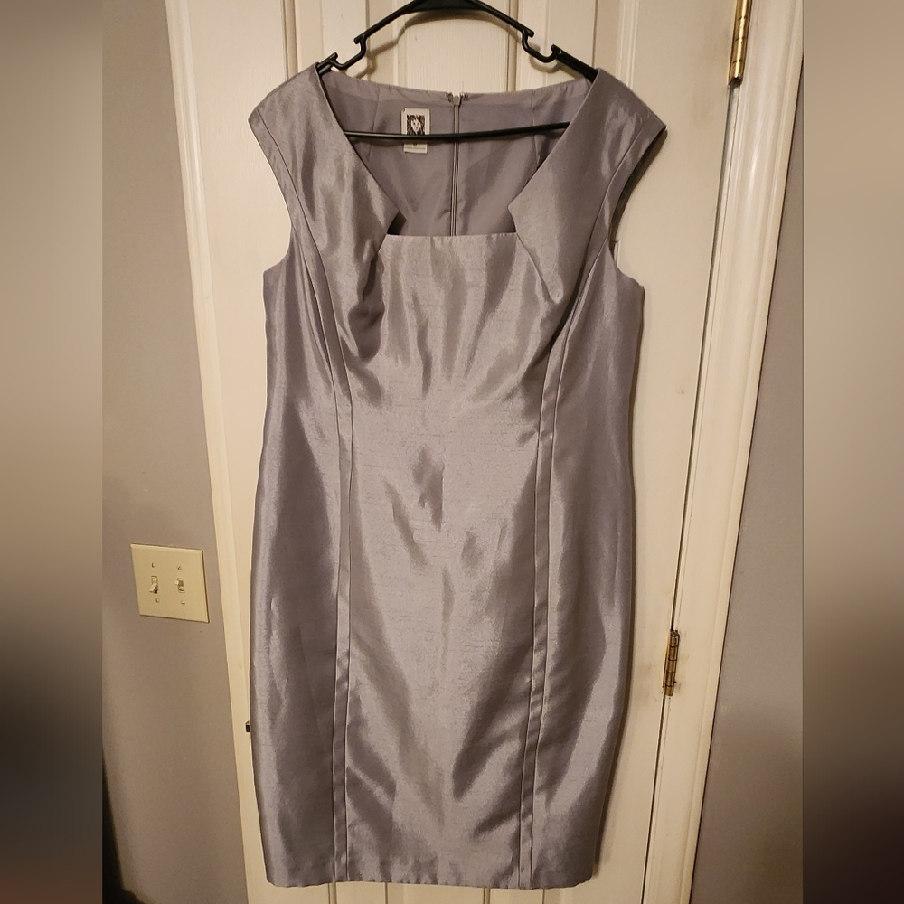 Anne Klein Elegant Gray Midi Dress Size Womens 12 - Picture 1 of 4